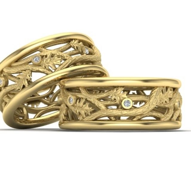 Leaf Rings Engagement Wedding Bands Custommade Wedding Ring Band By Kay Heraldry