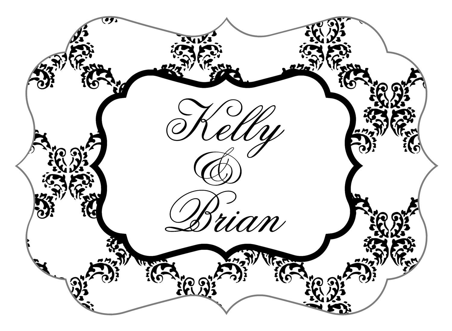 hand crafted personalized wedding stickers die cut damask pattern damask pattern border