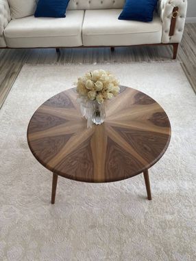 Custom Made Wooden Round Walnut Coffee Table