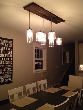 Custom Made Custom Chandelier- Reclaimed Wood And Jar
