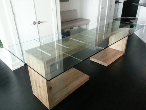 Custom Made Glass Top Dining And Side Table