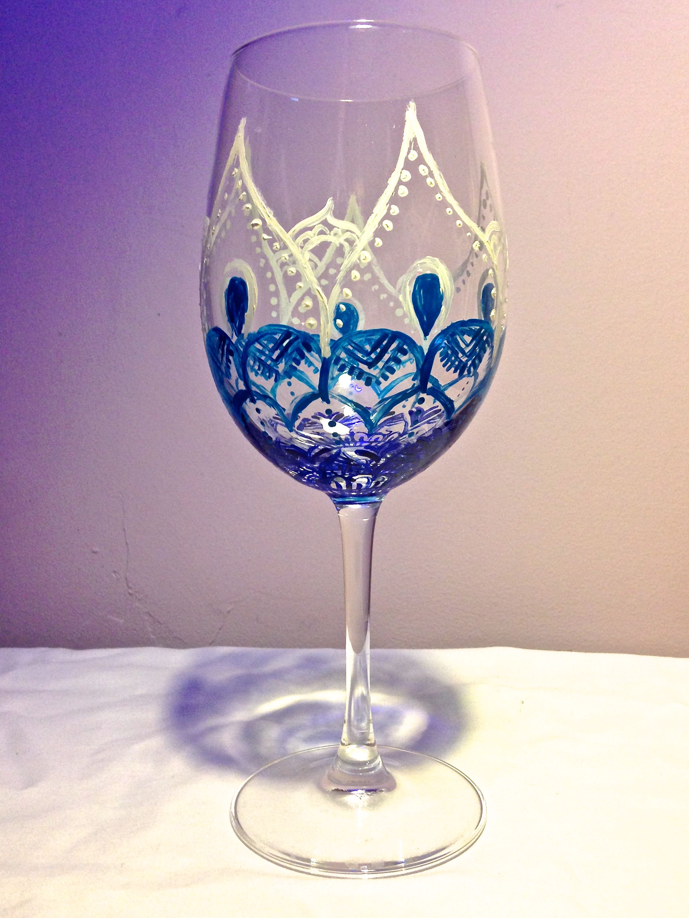 Handmade Custom Made Flower Design Wine Glasses by DollySister Designs ...