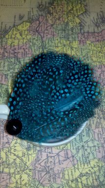 Custom Made Sale Turquoise And Black Spotted Feather Hair Fascinator