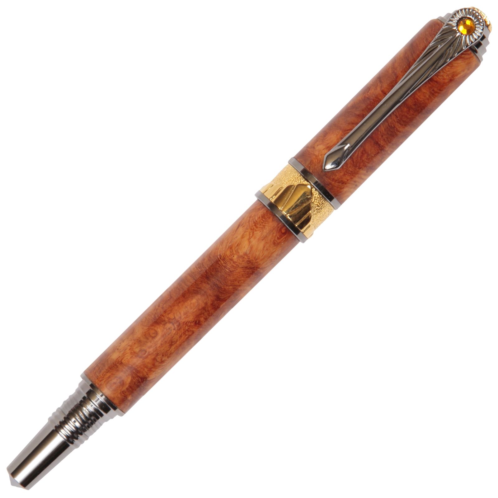 Buy Hand Made Lanier Art Deco Fountain Pen - Amboyna Burl, made to ...