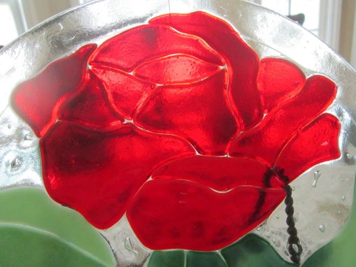 Custom Made Beauty And The Beast Inspired Fused Glass Rose Ornament