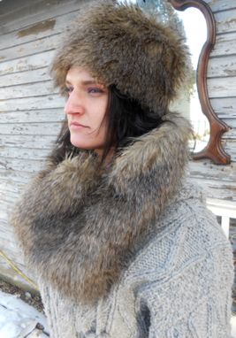 Custom Made Faux Fur, Brown, Hat And Scarf