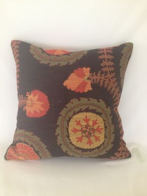 Custom Made Black And Red Brocade Floral Pillow Cover