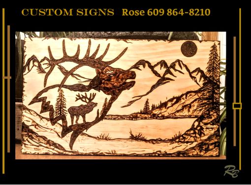 Custom Made Hunter Gift, Bear, Elk ,Wolf Art, Custom, Art, Wood Burned, Wolves, Rustic, Decor, Cabin Art