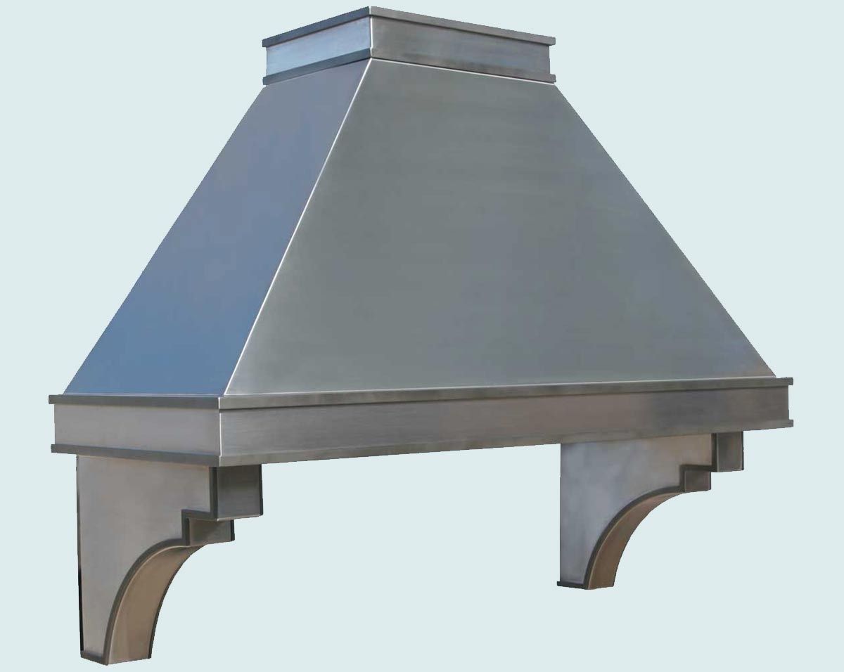 Hand Made Stainless Range Hood With Corbels Steel Straps By