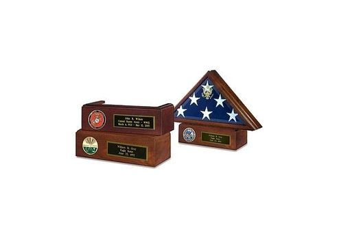 Custom Made Veteran Flag Case And Pedestal With Medallion