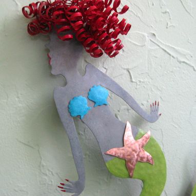 Custom Made Handmade Upcycled Metal Mermaid  Wall Art Sculpture