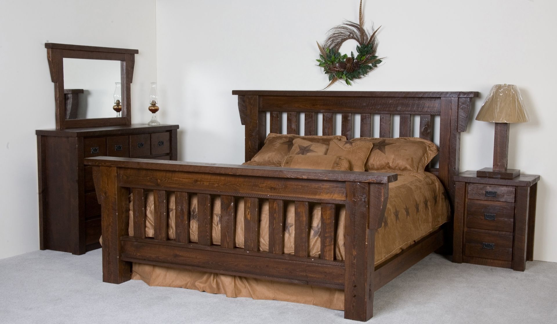 Hand Crafted Timberwood Barnwood Bed Frame by Viking Log 