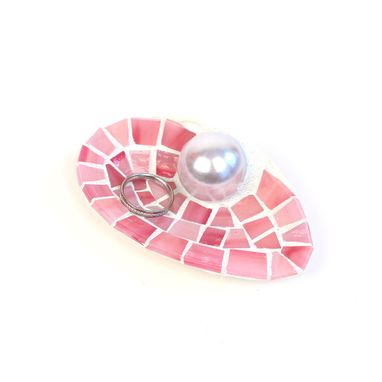 Custom Made Nautical Large Pink Seashell Wedding Ring Holder