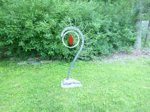 Custom Made Outdoor Abstract Rock And Metal Scultpure, Yard Art Or Interior Art