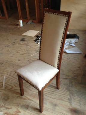 Custom Made High Back Upholstered Maple Dining Chairs