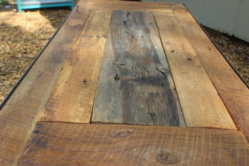 Custom Made Redeemed Barnwood Oak And Steel Table