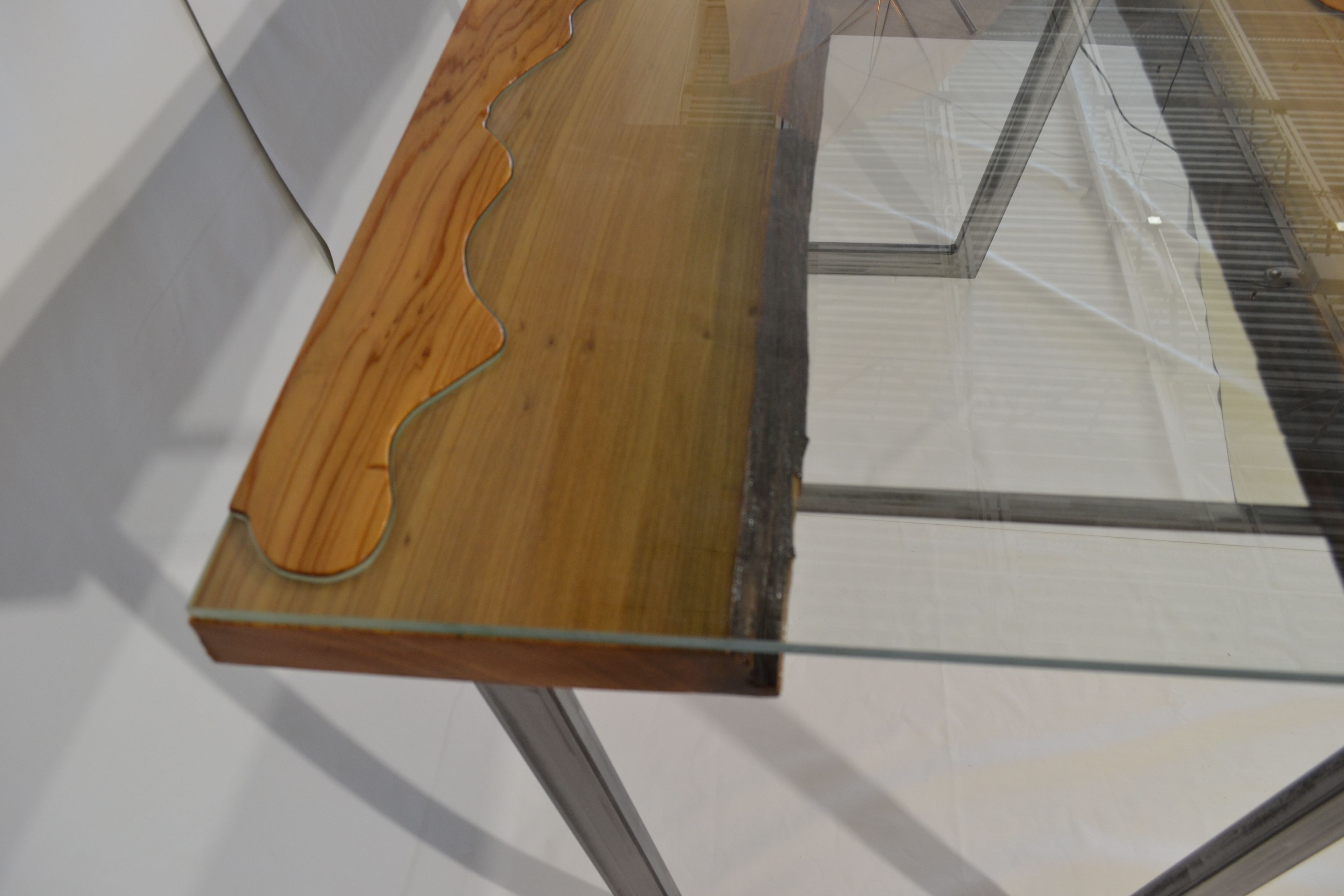 Handmade Glass Wood Table by Broken Spike Mfg.