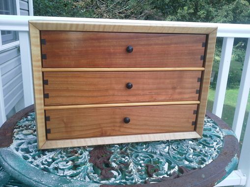 Custom Made Jewelry Chest; Sycamore And Other Woods