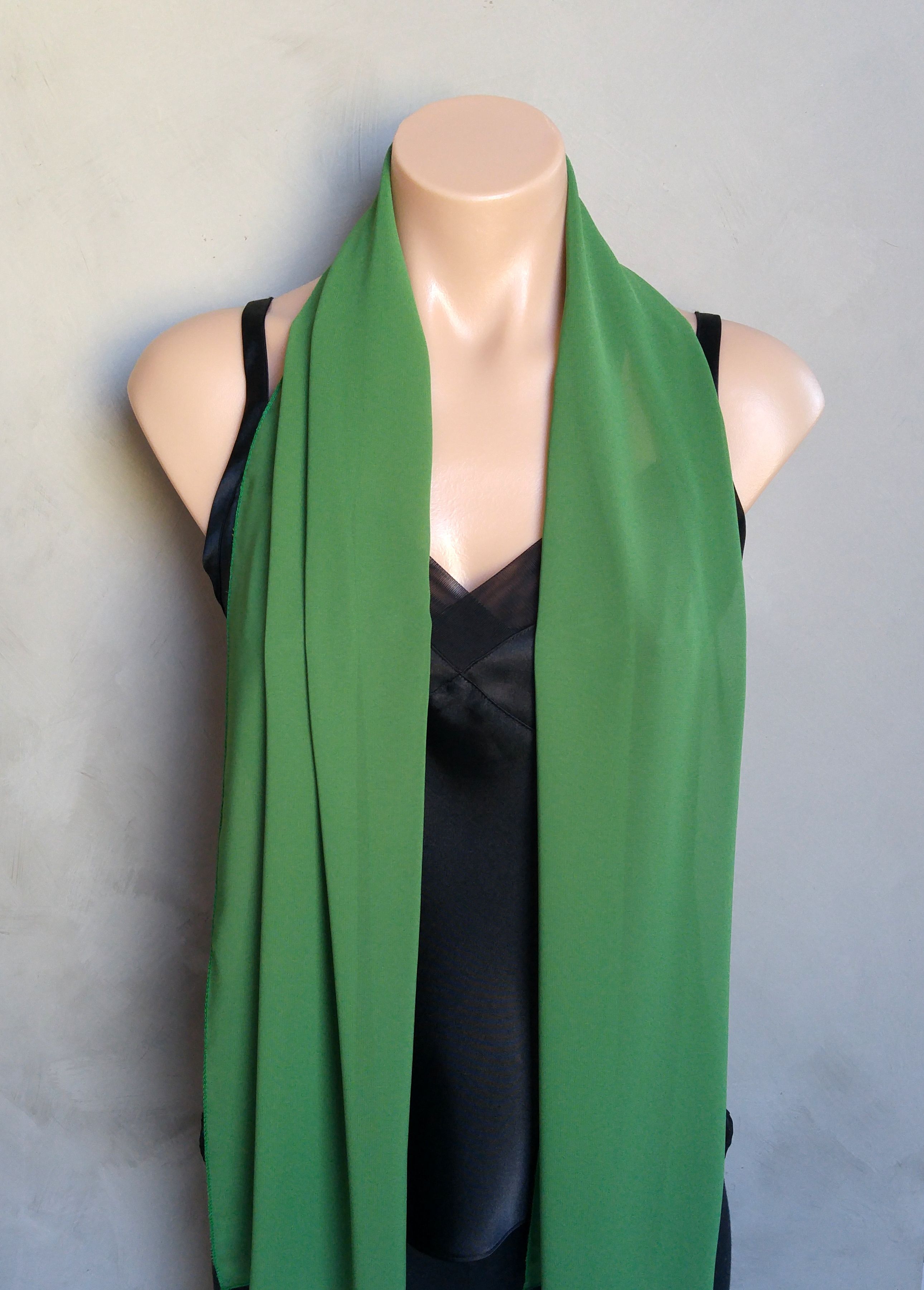 Buy Hand Made Green Chiffon Scarf Made To Order From All Seasons Boutique 7054