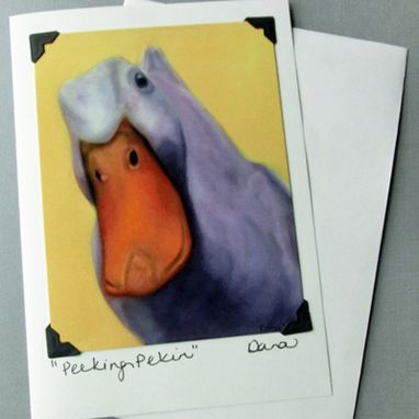 Custom Made Duck Note Card Set (4 Cards) - Funny Duck Art -Baby Duck - Duckie Art