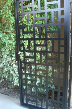 Custom Made Contemporary Metal Gate Walk Thru Iron Garden Estate Modern Ornamental