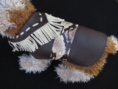Custom Made "Python" Trimmed Leather And Suede Dog Clothes