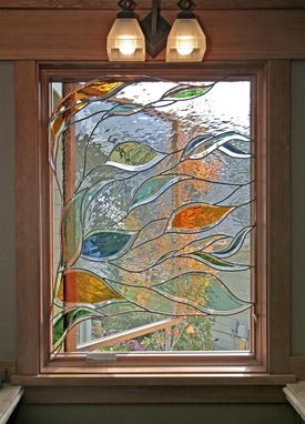 Custom Made Stained Glass In A Bathroom Window