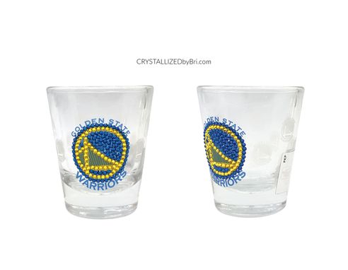 Custom Made Crystallized Golden State Warriors Shot Glass Mlb Nba Nfl Nhl Bling European Crystals Bedazzled