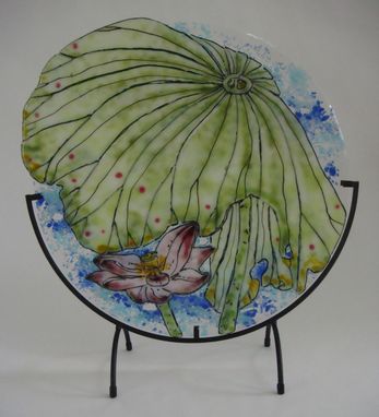 Custom Made Leafy Lotus - Glass Fusing Artwork