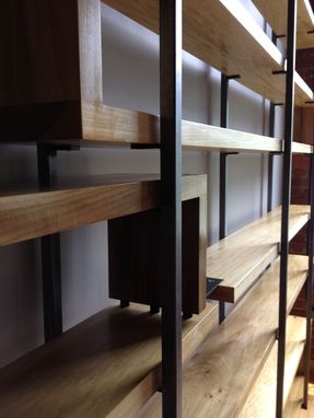 Custom Made Wood And Steel Floating Book Shelves
