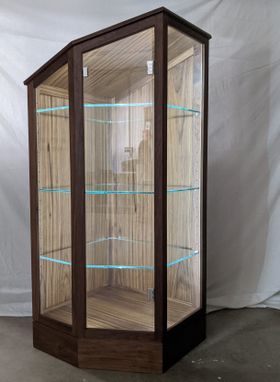 Custom Made Custom Walnut And Glass Curio Cabinet