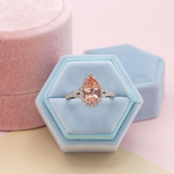 Morganite can range from peach to pink, or like this ring somewhere in the middle!