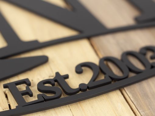 Custom Made Family Name Established Year Metal Sign, Propeller, Pilot - Matte Black Shown