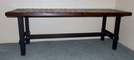 Buy A Hand Made Bolted Wrought Iron Bench Frame With Rustic Wood