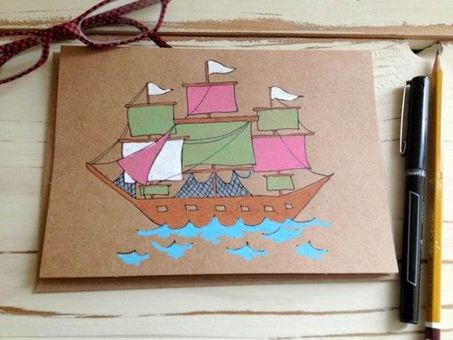 Custom Made Hand Illustrated Sailboat Cards Or Notebook