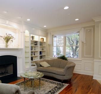 Custom Walcott Fire Mantle With Floor To Ceiling Book Shelves By