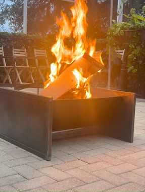 Custom Made Metal Fire Pit, Outdoor Fire Pit, Square Wood Burning Fire Pit, Outdoor Home Decor