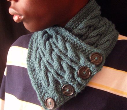 Custom Made The Reversible Cabled Neckwarmer / In Deep Teal/ Unisex /On Sale Now
