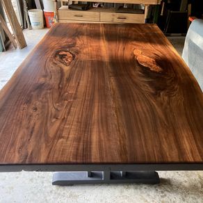 Hand Crafted Black Walnut & Black Resin Dining Table by Higgins Fabrication