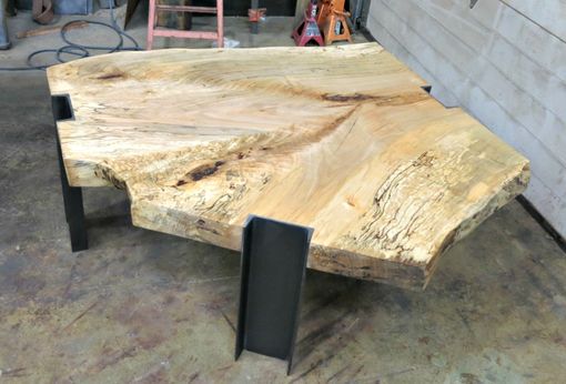 Custom Made Spalted Maple And Steel Coffee Table