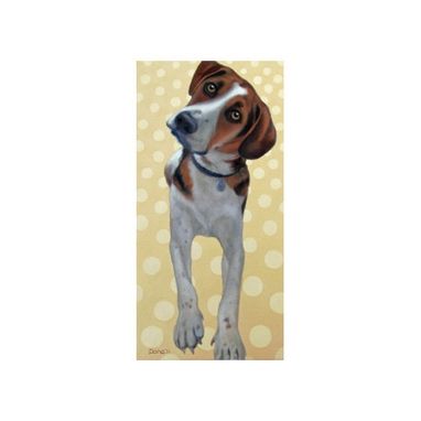 Custom Made Dog Art Magnet - Hound - Beagle Mix Refrigerator Art - Dog With Polka Dots