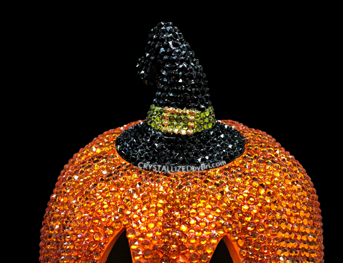 Custom Made Crystallized Halloween Light Up Pumpkin Bling Home Decor Made With Austrian Crystals Bedazzled