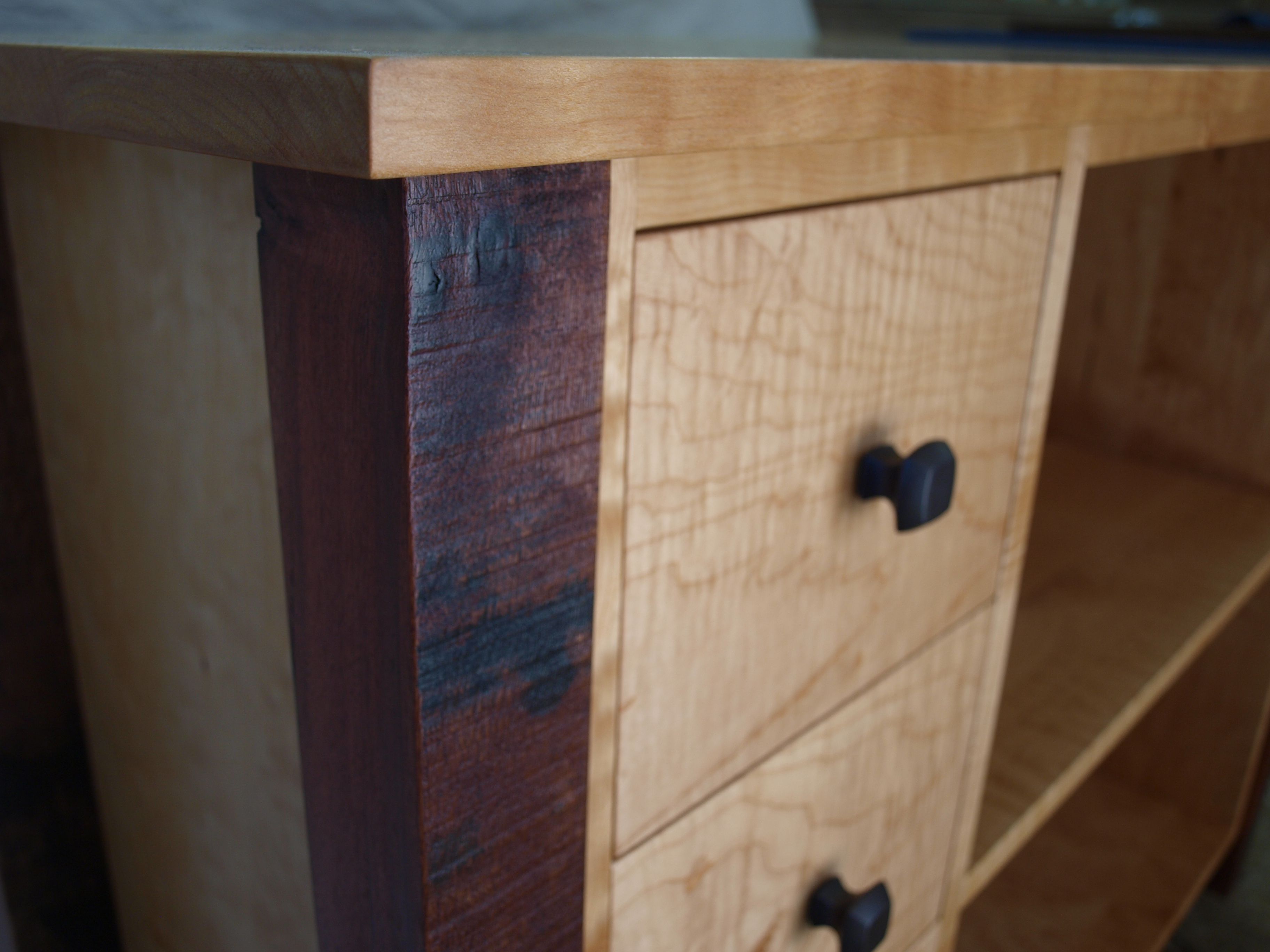 Buy Hand Crafted Reclaimed Maple Wood Bookcase With Drawers, made to