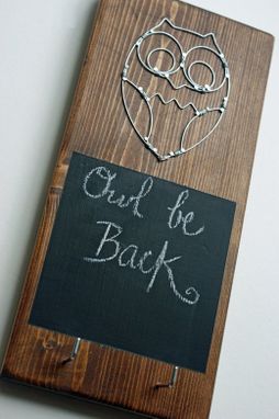 Custom Made English Chestnut Wired Owl Key Rack With Chalk Board