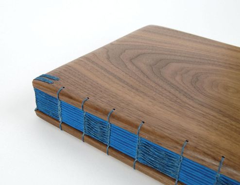 Custom Made Wood Guest Book -Black Walnut - Custom Fall Wedding Personalized Fall Blue Brown Rustic