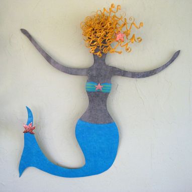 Custom Made Metal Mermaid Wall Art Extra Large Ocean Wall Decor - Rosie - Beach Cottage Wall Sculpture