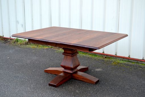 Custom Made Walnut Extension Table With French Country Style Pedestal Base