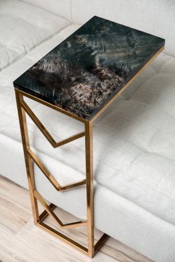 Custom Made Custom Rustic Modern C-Tables, Cantilever Couch Tables Tv Laptop Stands