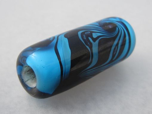 Custom Made Hand Made Copper Blue And Black Glass Bead