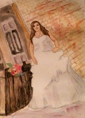 Custom Made Watercolor Portrait Of My Sister In Her Wedding Dress